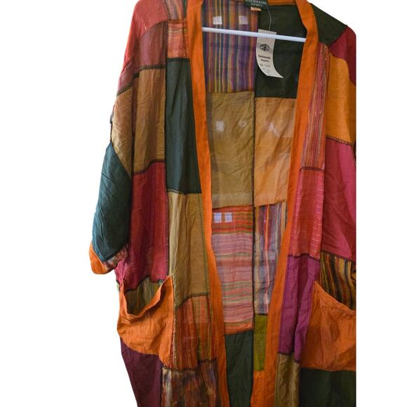 Kathmandu Imports Duster Cardigan OS Womens Short Sleeve Patchwork Lagan Look - Picture 2 of 5